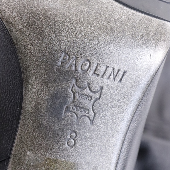 Paolini Designer Leather pointed toe high heel black over the knee boots US 8 - Picture 13 of 16